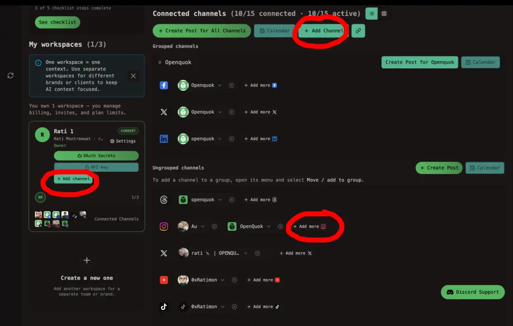 Step 2 - Add Channel in OpenQuok Channels Tab